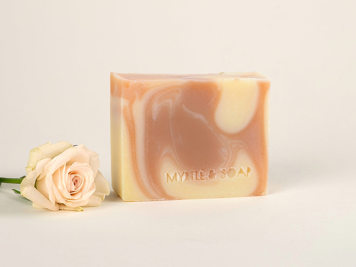 Myrtle & Soap Rose Blossom organic facial soap bar with rose geranium