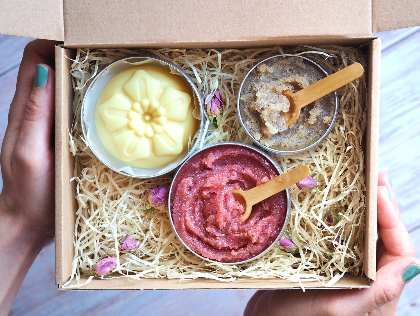 Myrtle MyBox For Her with lotion bar, cranberry body scrub and coffee face scrub