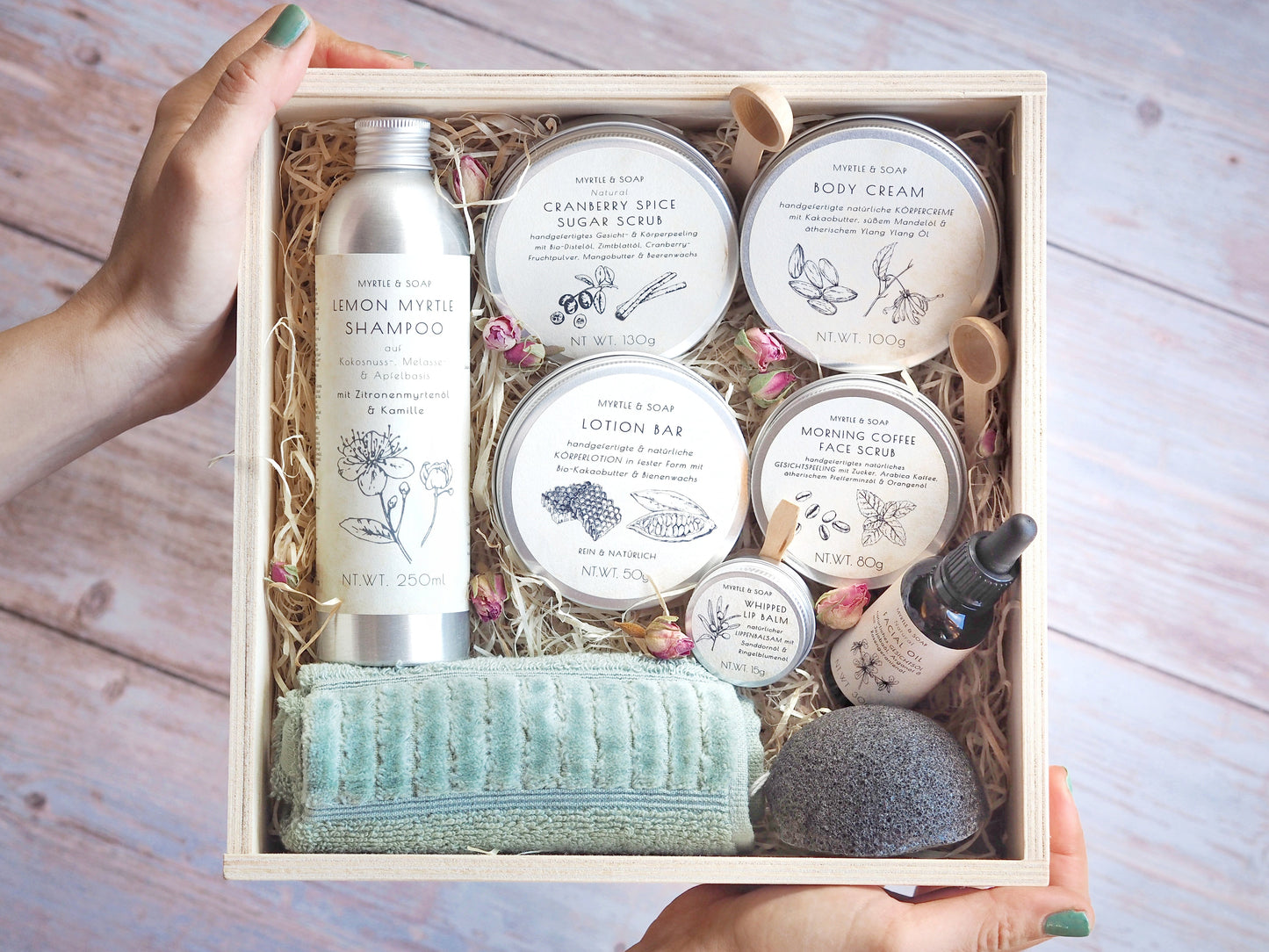 Myrtle MyBox Premium Care with all the essential products for a natural skincare and haircare routine.