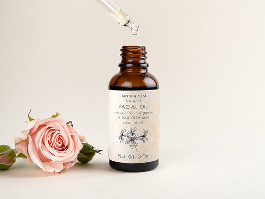 Wholesale - All natural FACIAL OIL with jojoba, argan oil & rose geranium