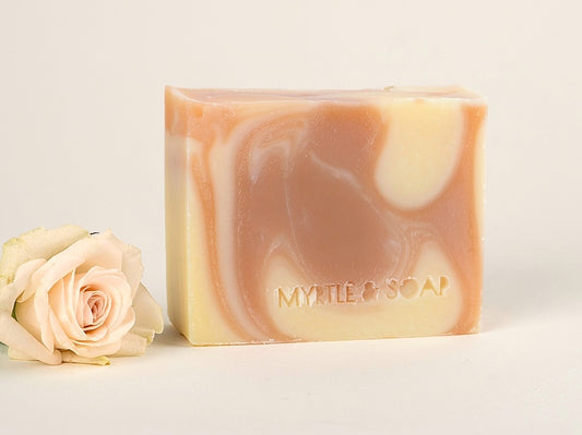 Myrtle & Soap Rose Blossom organic facial soap bar with rose geranium