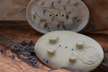 Load image into Gallery viewer, Handmade ceramic soap dish MEADOW with hand-pressed leaves