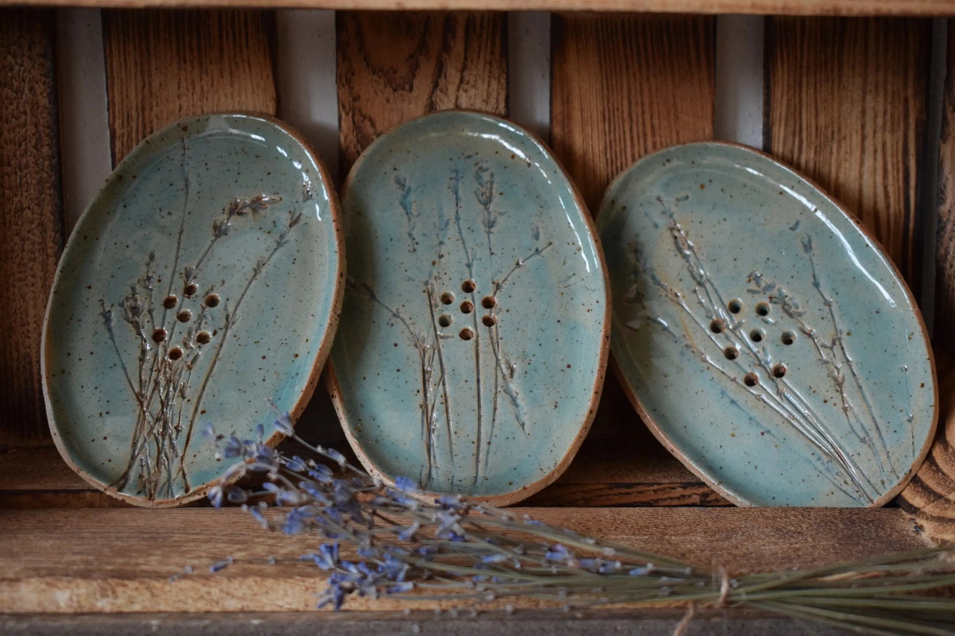 Handmade Ceramic Soap Dish with Hand-Pressed Blossoms