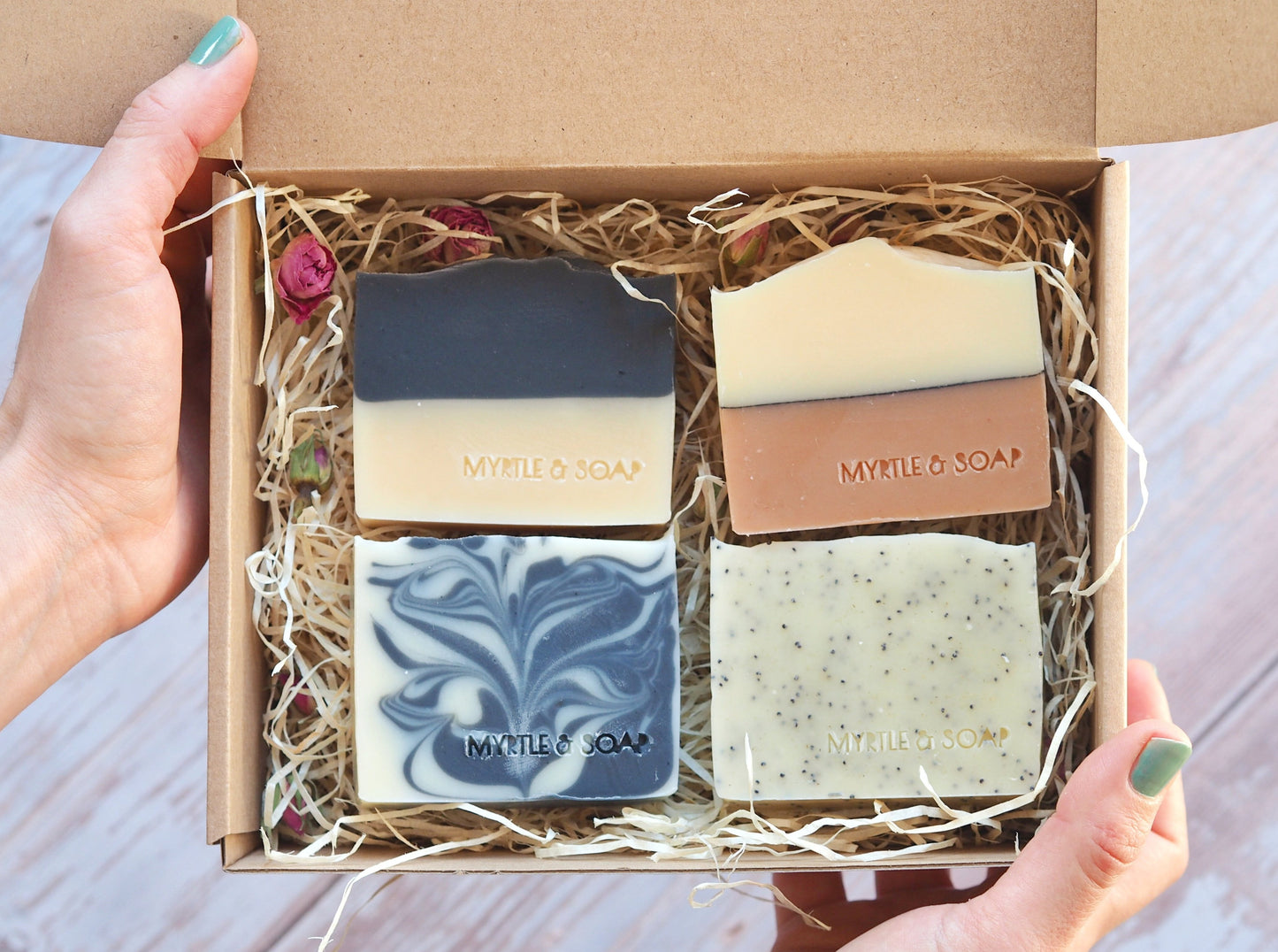 Myrtle MyBox Vegan Soap Set with four all natural handmade soap bars