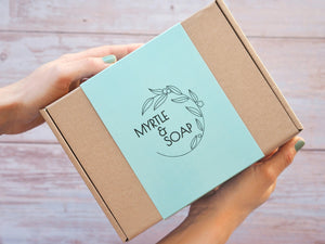 Myrtle MyBox VINTAGE mit natürlicher Handcreme, Seife & Keramik-Seifenschale 