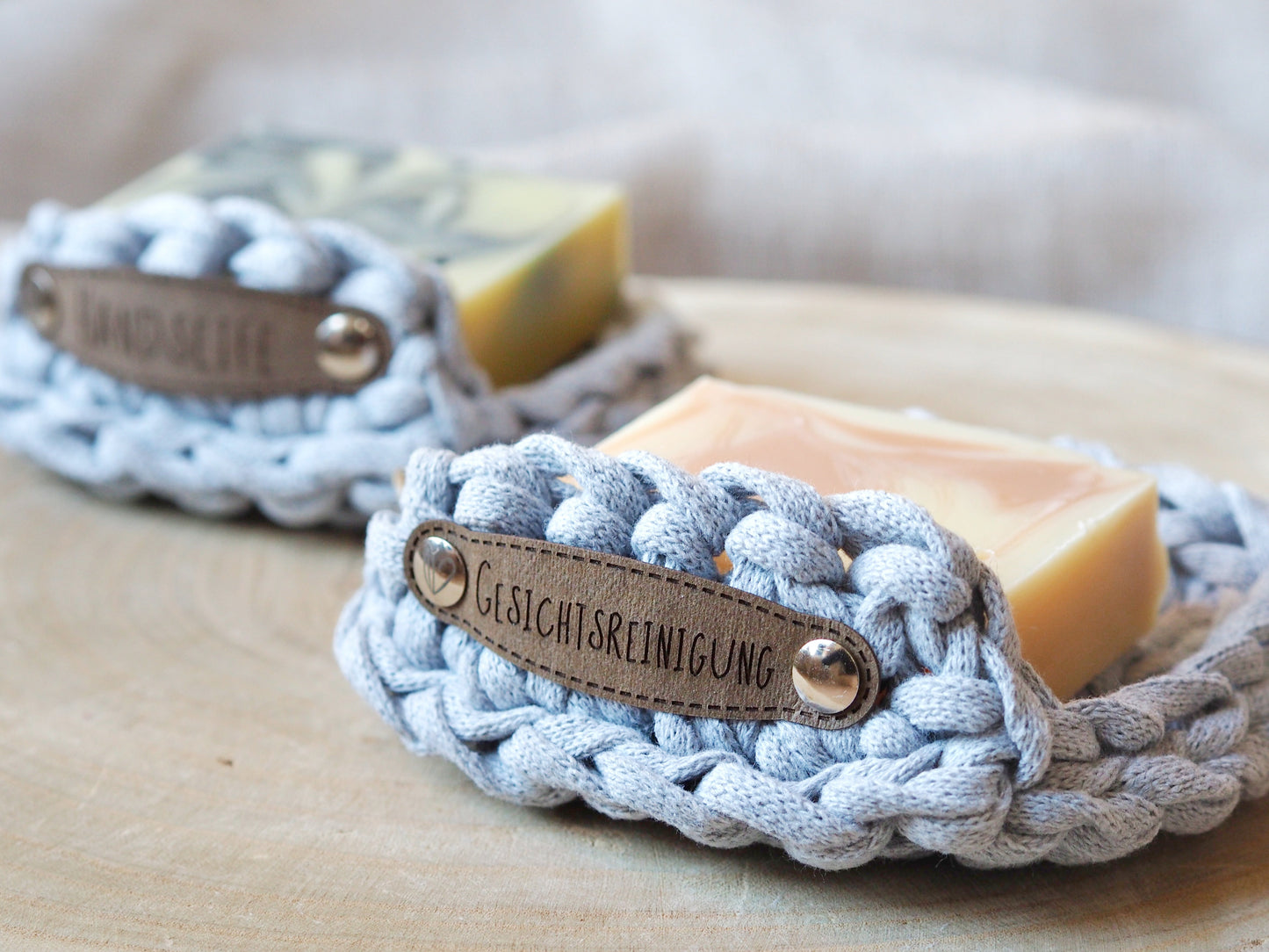Handmade Crochet Soap Dish with inscription